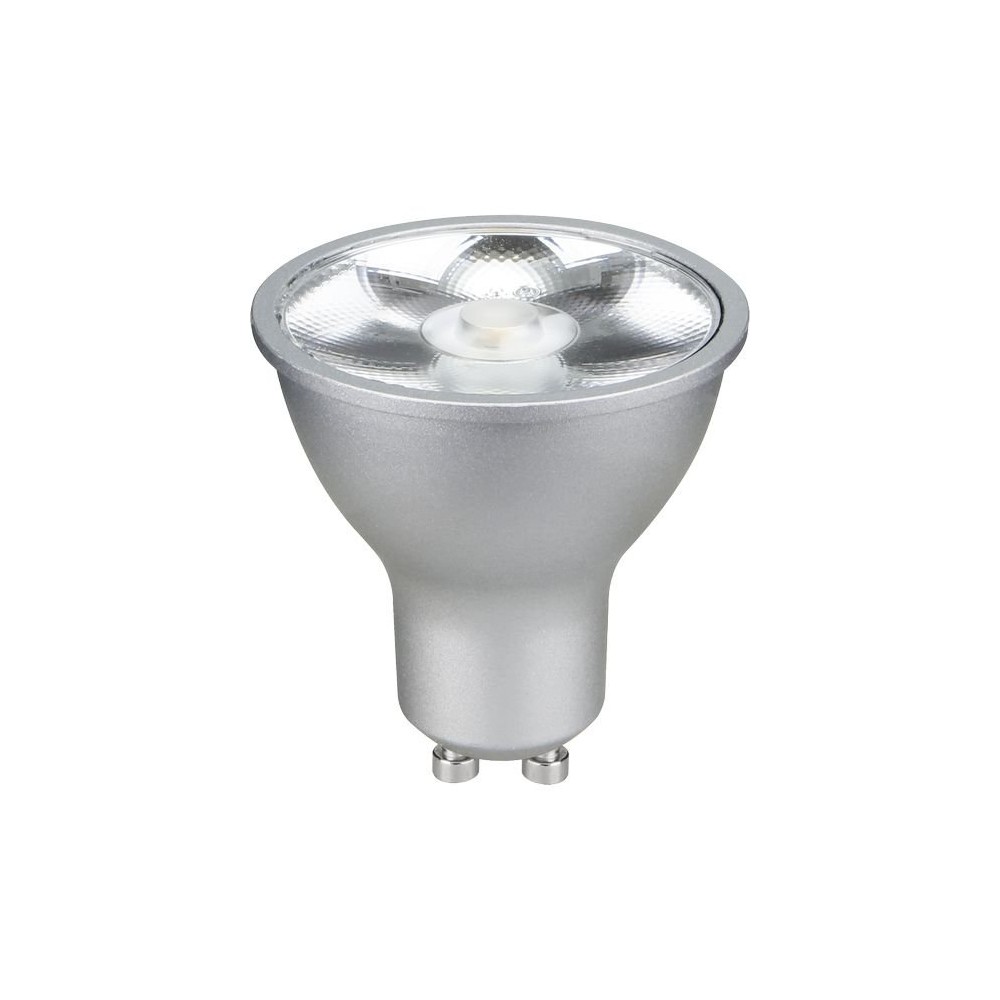 GU10 6W LED pære - 500lm, 17 °, dæmpbar, sølv, 2700K - Dæmpbar : Dæmpbar, Kulør : Varm