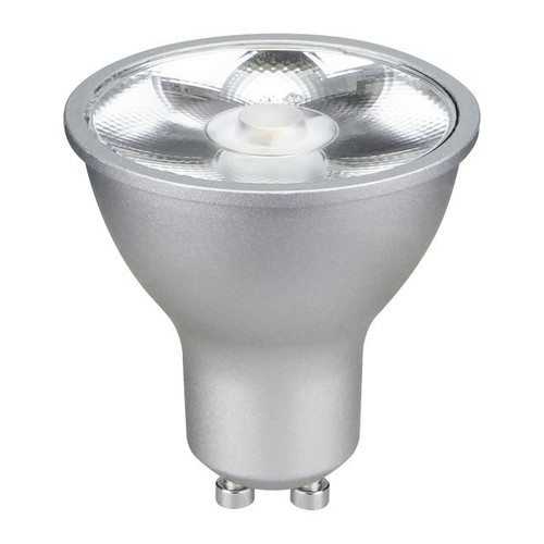 GU10 6W LED pære - 500lm, 17°, dæmpbar, sølv, 2700K