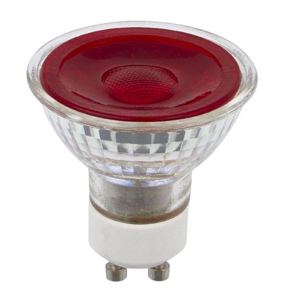GU10 5W dæmpbar LED pære - Rød, 38°, glas, 230V