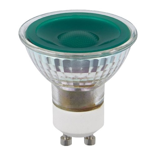 GU10 5W dæmpbar LED pære - Grøn, 38 grader, glas, 240lm