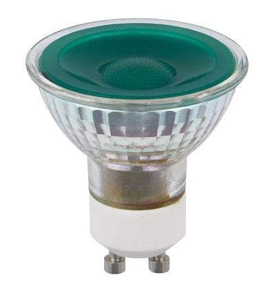 GU10 5W dæmpbar LED pære - Grøn, 38 grader, glas, 240lm