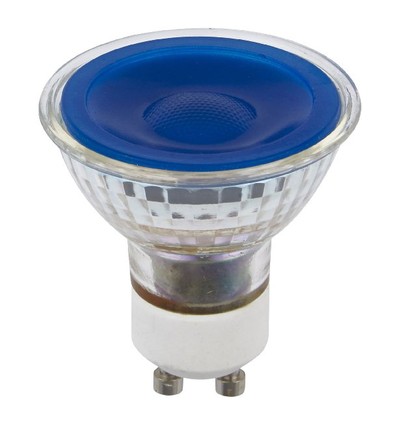 GU10 5W dæmpbar LED pære - Blå, 38°, glas, 25lm