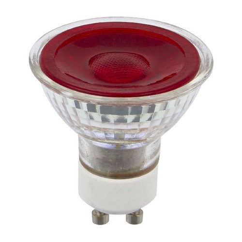 GU10 5W LED pære - Rød, 38°, glas, MR16, 230V
