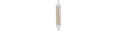 R7S 118mm / 10W dæmpbar LED pære - 1000lm, 3000K, klar glas, keramisk base