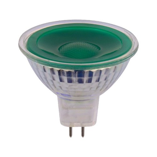 GU5.3 5W LED pære, 12V - MR16, 38°, Grøn, glas