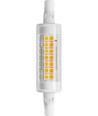 R7S 78mm / 7W LED pære - 1000lm, klar glas, keramik, varm hvid