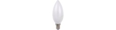 E14 3W LED kertepære, 100-240V - C37, opal glas, 3000K, 270lm