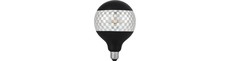 E27 4W dæmpbar LED globepære - G125, Laser Blox, 120lm, 2500K, sort/sølv