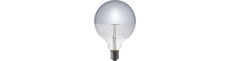 E27 6,5W dæmpbar LED kronepære - G125, topforsølvet, filament, 2500K, sølv finish