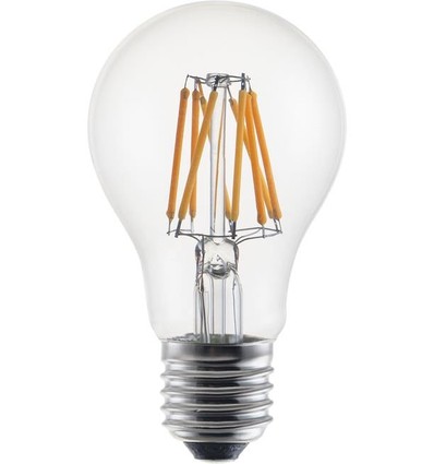 E27 6W DimToWarm LED filament pære - A60, 600lm, dæmpbar, klart glas, 2200K-2700K