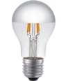 E27 4W dæmpbar LED kronepære med topforsølvning - A55, 250lm, 2500K, sølv top, filament