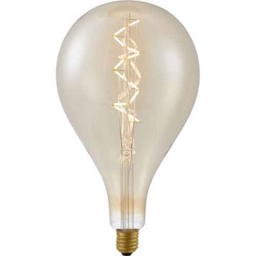 E27 6W dæmpbar XXL Filament LED pære - A165, spiral, 2200K, guld glas
