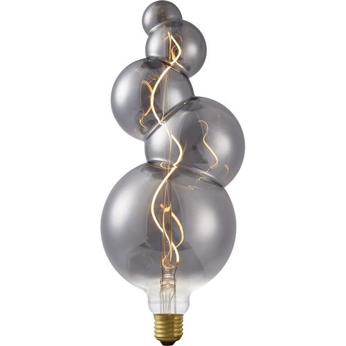 E27 4W XXL Flex Bubble-5 LED pære - 100lm, 2200K, dæmpbar, røgfarvet glas, filament