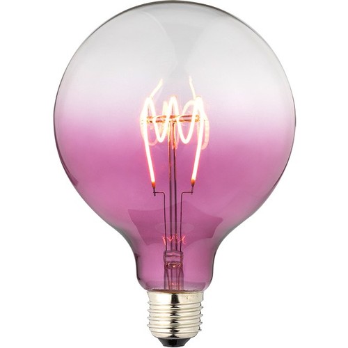 E27 4W dæmpbar LED filament pære - G125, Flex Globe, lilla glas, 140lm