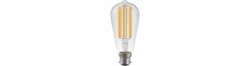 B22d 6,5W dæmpbar LED pære - ST58 Rustika, filament, klart glas, 2700K