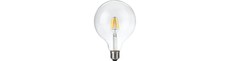 E27 6W dæmpbar LED filament pære - G125, DimToWarm, 2000K-4500K, 660lm, klart glas