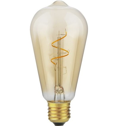 E27 4,2W Slim Flex Filament Rustika ST64 - 470lm, 2200K, guld glas, dæmpbar