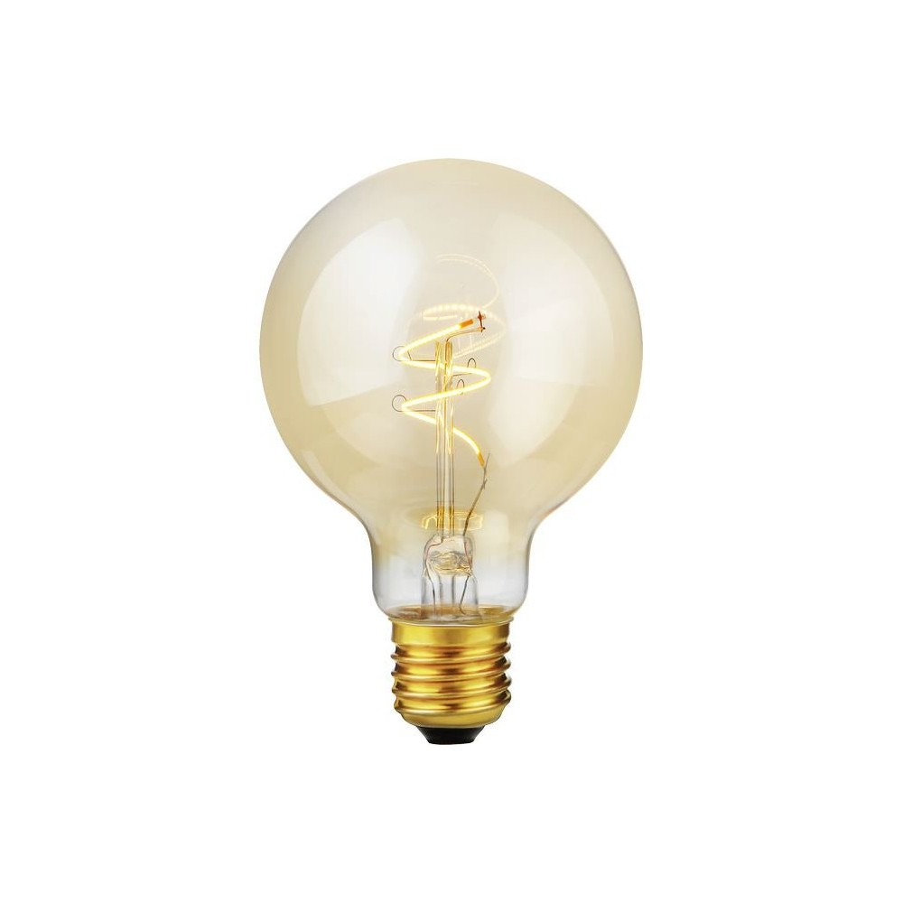 E27 4,2W dæmpbar LED Slim Flex filamentpære - G80, 470lm, 2200K, guld glas - Dæmpbar : Dæmpbar, Kulør : Ekstra varm