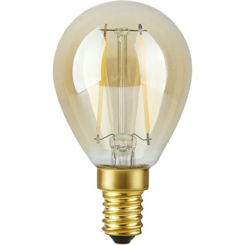 E14 2,9W dæmpbar LED kronepære - G45, filament, 2200K, guld glas, 250lm