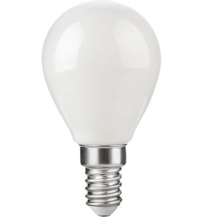 E14 2,9W dæmpbar LED kronepære - G45, opal glas, 2700K, filament