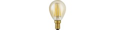 E14 4,7W dæmpbar LED kronepære - G45, filament, 2200K, guld glas, 470lm