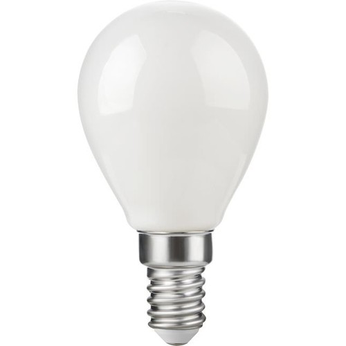 E14 4,7W dæmpbar LED kronepære - G45, filament, opal glas, 2500K, 470lm