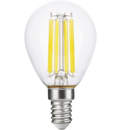E14 7W dæmpbar LED kronepære - G45, filament, 806lm, klar glas