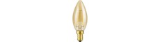 E14 2,9W dæmpbar LED kronepære - Filament, 250lm, 2200K, guld glas, C35 candle
