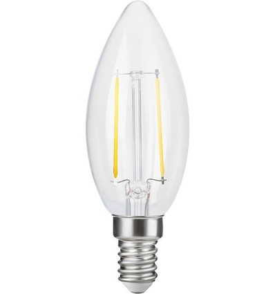 E14 2,5W dæmpbar LED kertepære - C35, filament, klar glas, 2700K