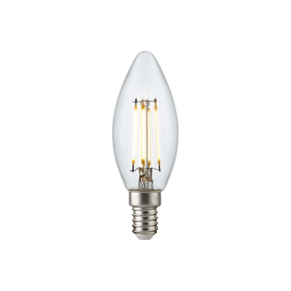 E14 4,7W dæmpbar LED kronepære - C35, filament, klar, 2700K - Dæmpbar : Dæmpbar, Kulør : Varm