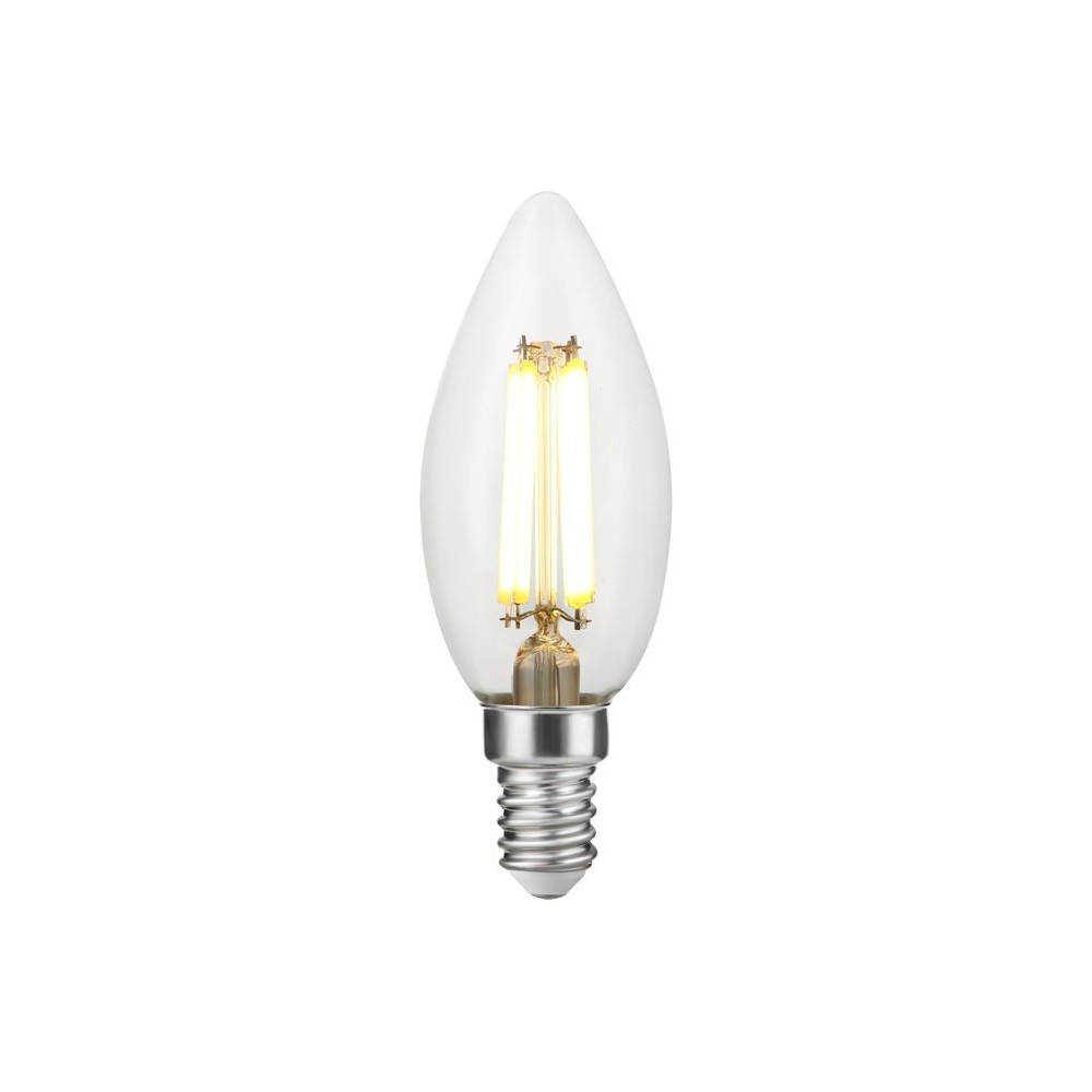 E14 7W dæmpbar LED kertepære - Filament, C35, 806lm, 2700K, klar glas - Dæmpbar : Dæmpbar, Kulør : Varm