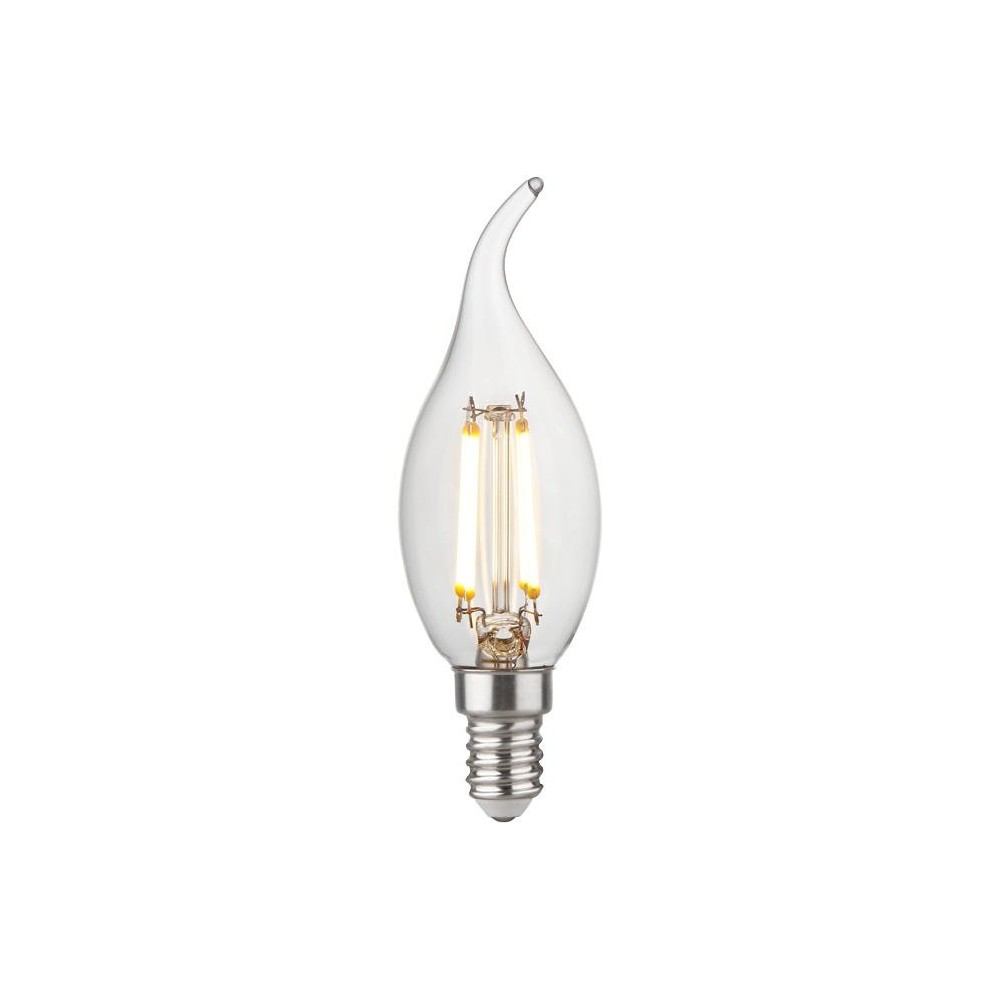E14 4,7W dæmpbar LED kronepære med tip - C35, filament, klar glas, 2700K - Dæmpbar : Dæmpbar, Kulør : Varm