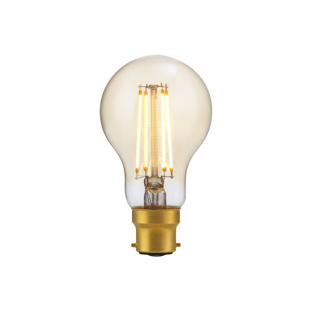 BA22d 4,7W dæmpbar LED pære - A60, filament, 2200K, guld glas, 470lm - Dæmpbar : Dæmpbar, Kulør : Ekstra varm