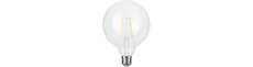 E27 2,5W dæmpbar LED filament pære - G125 Globe, 250lm, 2500K, klart glas