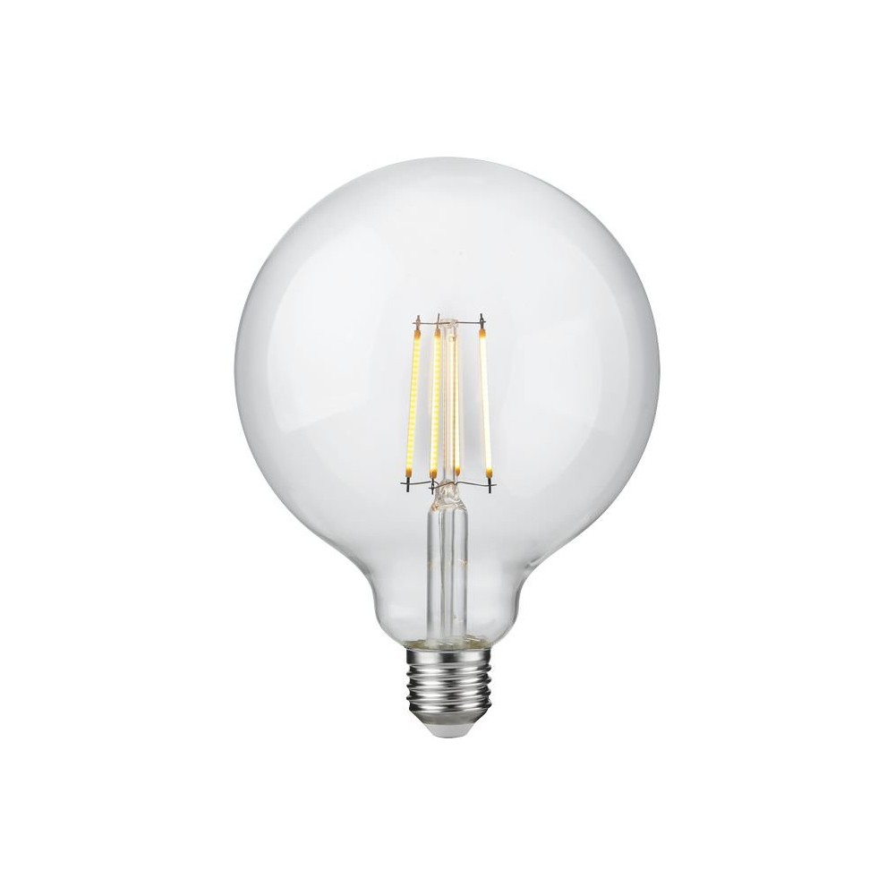 E27 7W dæmpbar LED filament pære - G125, 806lm, 2500K, klart glas - Dæmpbar : Dæmpbar, Kulør : Ekstra varm