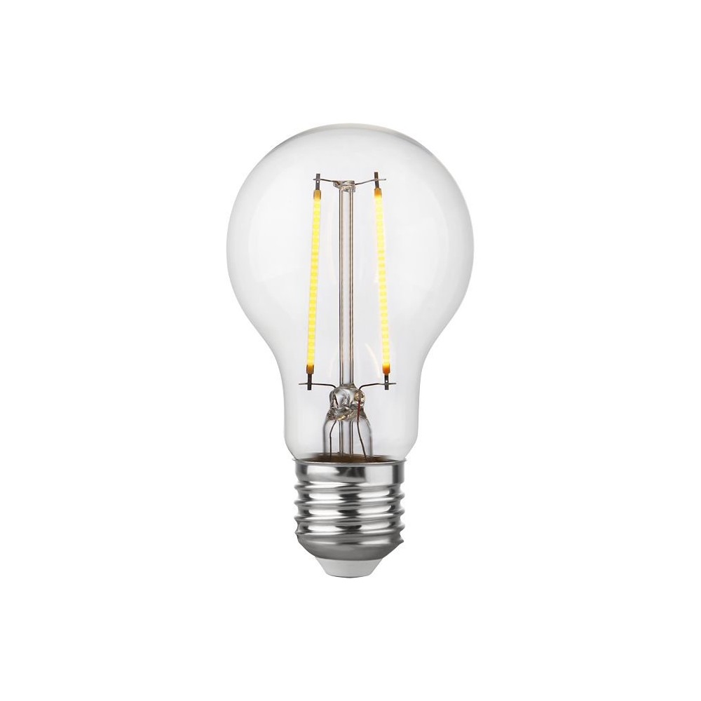 E27 2,5W dæmpbar LED pære - A60, filament, 250lm, 2500K, klart glas - Dæmpbar : Dæmpbar, Kulør : Ekstra varm