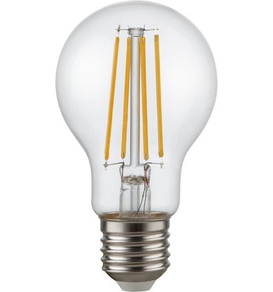 E27 4,7W dæmpbar LED pære - A60, filament, 470lm, 2500K, klar glas