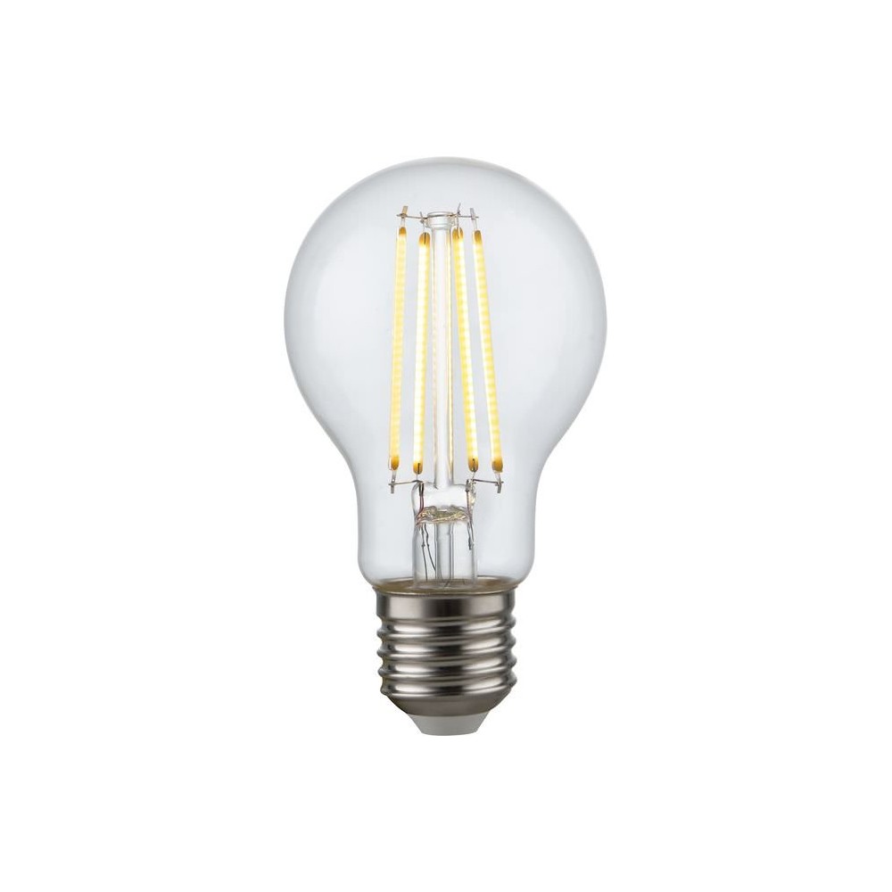 E27 4,7W dæmpbar LED pære - A60, filament, 470lm, 2500K, klar glas - Dæmpbar : Dæmpbar, Kulør : Ekstra varm