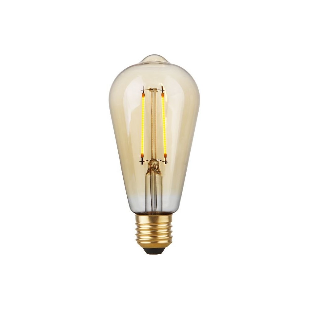E27 2,9W dæmpbar LED Rustika pære - ST64, filament, 2200K, guld glas, 250lm - Dæmpbar : Dæmpbar, Kulør : Ekstra varm
