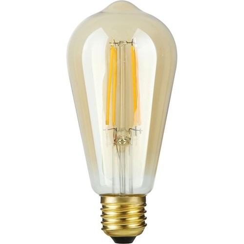 E27 4,7W dæmpbar LED Rustika pære - ST64, filament, gyldent glas, 2200K, 470lm