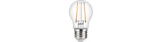E27 2,5W dæmpbar LED kronepære - G45, filament, klart glas, 2500K