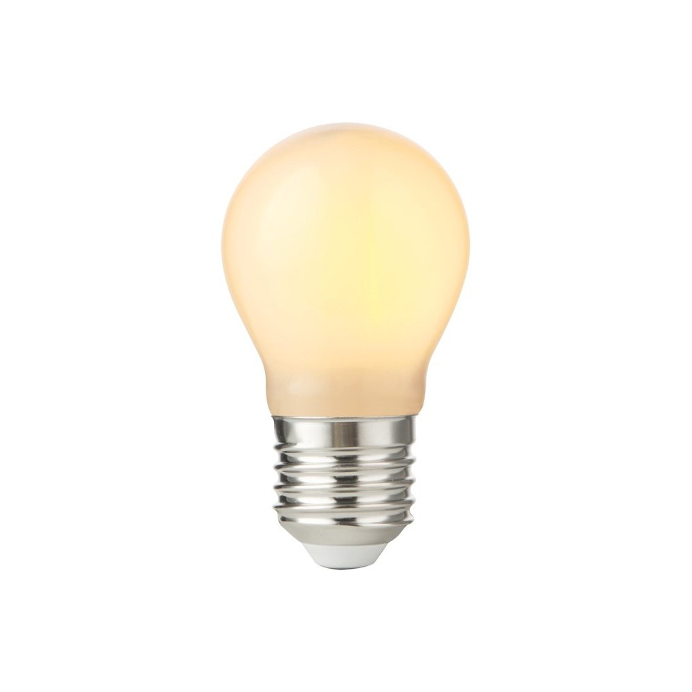 E27 4,7W dæmpbar LED kronepære - G45, opal glas, 2700K, filament - Dæmpbar : Dæmpbar, Kulør : Varm