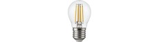 E27 4,7W dæmpbar LED kronepære - G45, filament, klart glas, 2700K