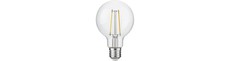 E27 2,5W dæmpbar LED filament pære - G80, 250lm, 2500K, klart glas