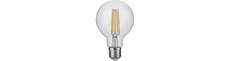 E27 4,7W dæmpbar LED globepære - G80, filament, 2500K, 470lm, klar glas