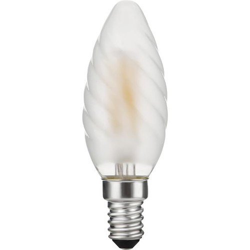 E14 4W dæmpbar LED kertepære - Twisted, 320lm, 2500K, mat glas, snoet filament