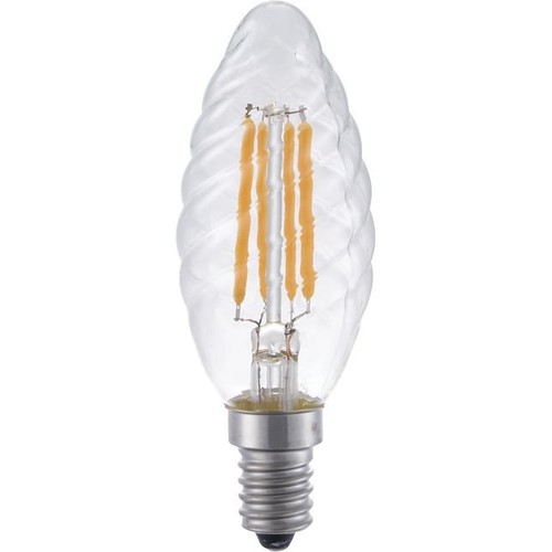 E14 4W dæmpbar LED kronepære - Twisted Candle, 350lm, 2200K, klar glas