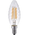 E14 4W dæmpbar LED kronepære - Twisted Candle, 350lm, 2200K, klar glas