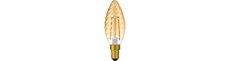 E14 2W dæmpbar LED kronepære - Twisted Candle, 2000K, Gold, filament