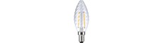 E14 2W dæmpbar LED kronepære - Twisted Candle, filament, 2200K, klar glas